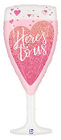Large Shape "Here’s to Us" Pink Champagne Glass