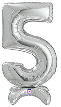 Non-floating, Standing Silver Number "5" (24 Inch)