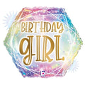 Birthday Girl Opal Hexagon Balloon (18 Inch)
