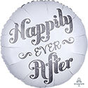 Standard 18" White & Silver Happily Ever After Balloon (D)