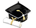 Black Grad Cap & White Diploma