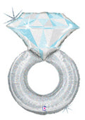 Platinum Silver Engagement Ring Balloon (38 Inch)