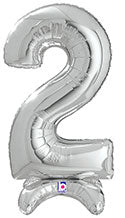 Non-floating, Standing Silver Number "2" (24 Inch)