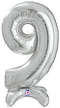Non-floating, Standing Silver Number "9" (24 Inch)