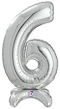 Non-floating, Standing Silver Number "6" (24 Inch)