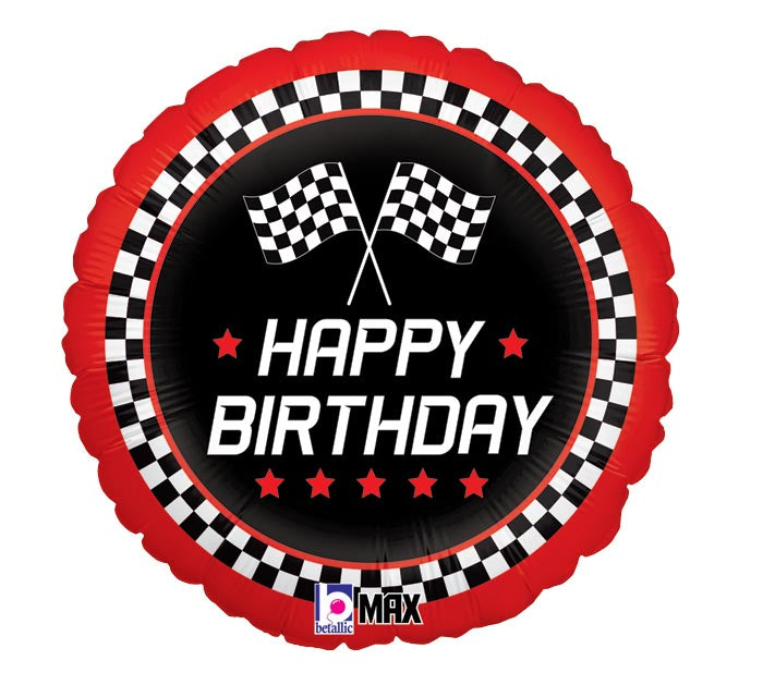 Happy Birthday Checkered Race Flags Balloons (18 Inch)