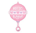 Hello Baby Pink Girl Rattle Balloon (24 Inch)