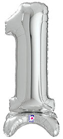 Non-floating, Standing Silver Number "1" (24 Inch)