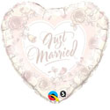 Just Married with Roses Heart
