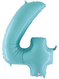Floating Pastel Blue Number "4" Balloon (4 Foot or 40 Inch)