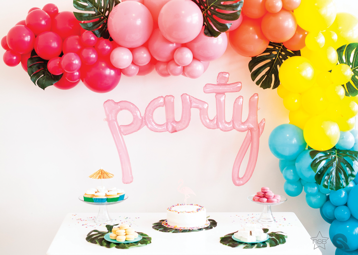 Pink PARTY Script Balloon Banner