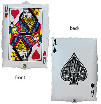 Large Queen of Hearts + Ace Card Shape Casino Balloon (D)