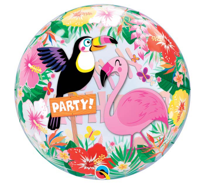 Tropical Birthday Luau Flamingo Bubble Balloon (D)